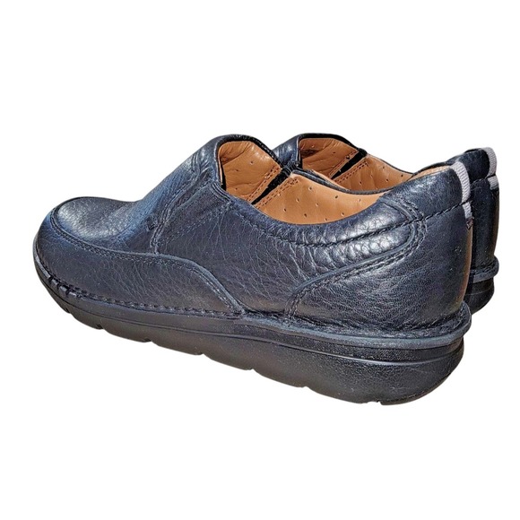 Clarks Mens Unstructured UNnature Black Pebbled Leather Loafer Shoes Size 10.5 M main image 8